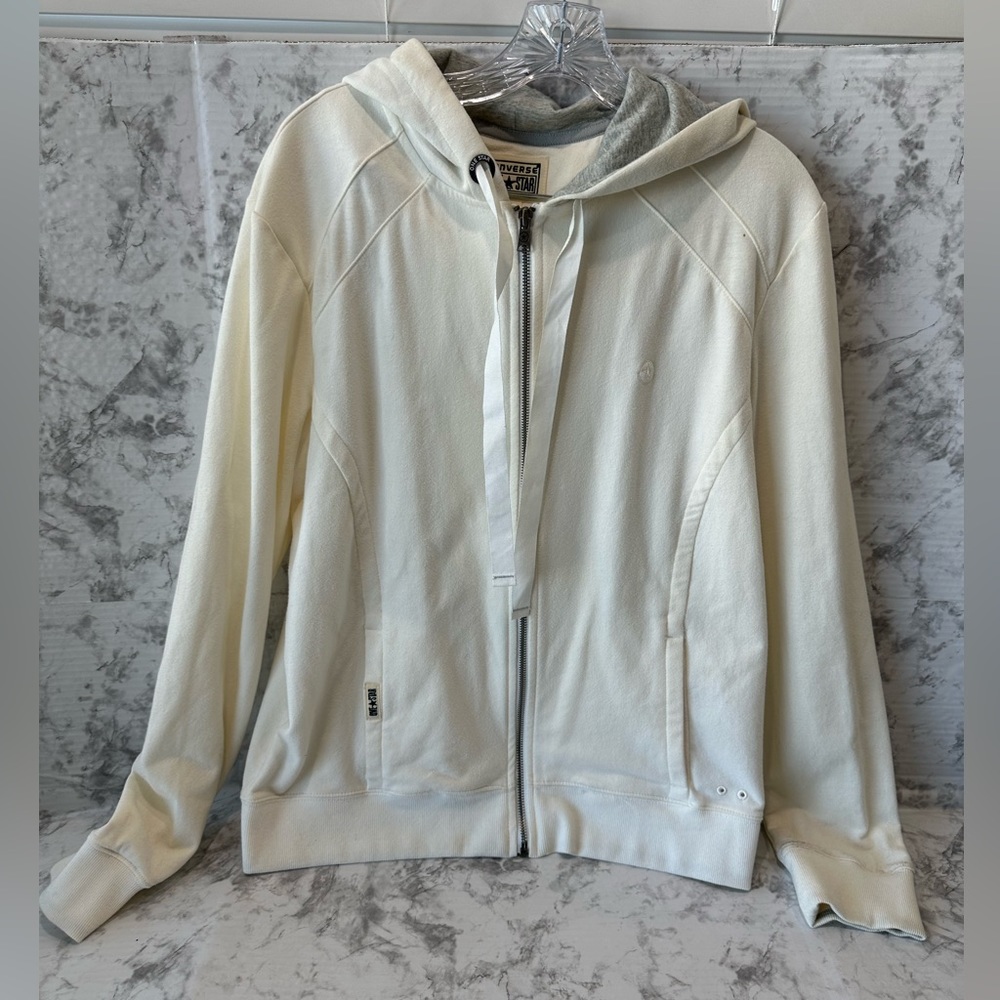 Womens Converse All Star Zip Up Hoodie Size XL, Cream